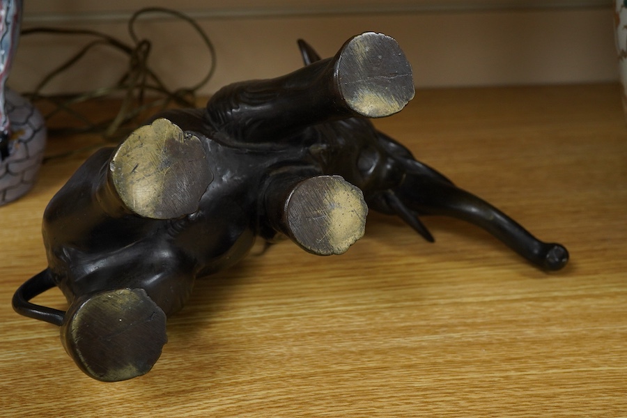 A late 19th century Japanese bronze of an elephant, 26cm